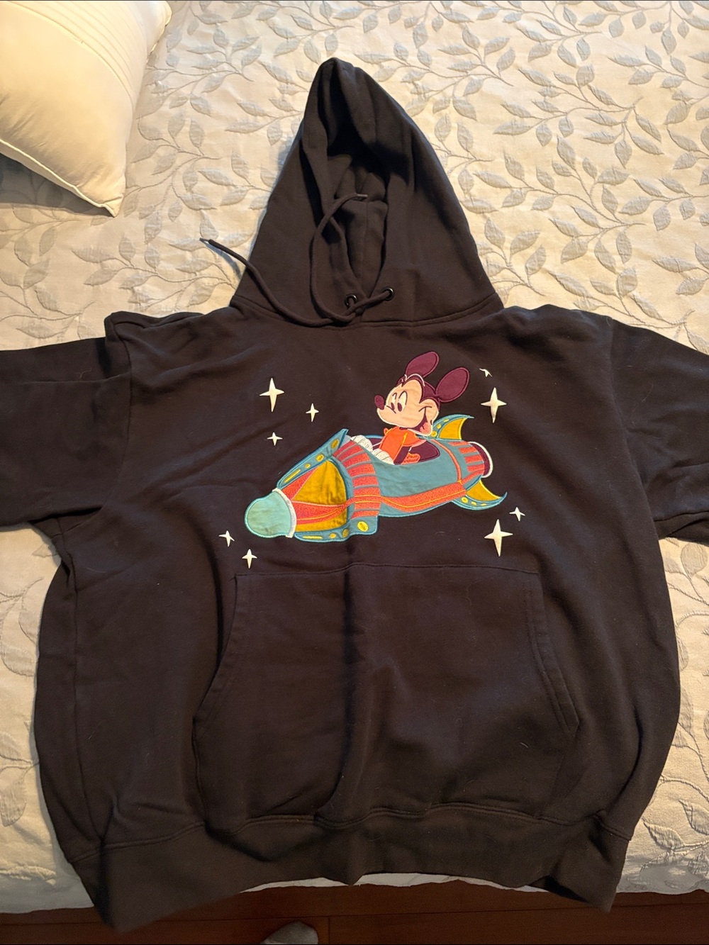 Disney Black Hoodie with Colorful Minnie Mouse Rocket Graphic